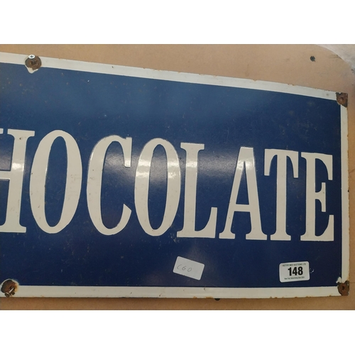 148 - Fry's Chocolate enamel advertising sign. {20 cm H x 91 cm W}.