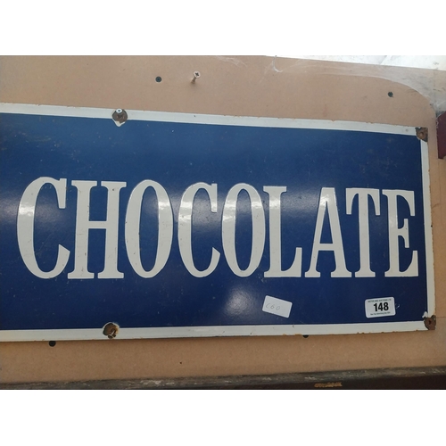 148 - Fry's Chocolate enamel advertising sign. {20 cm H x 91 cm W}.