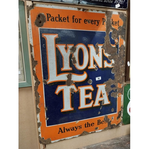 15 - Lyons Tea Always the Best enamel advertising sign. {100 cm H x 74 cm W}.