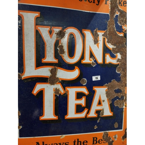 15 - Lyons Tea Always the Best enamel advertising sign. {100 cm H x 74 cm W}.