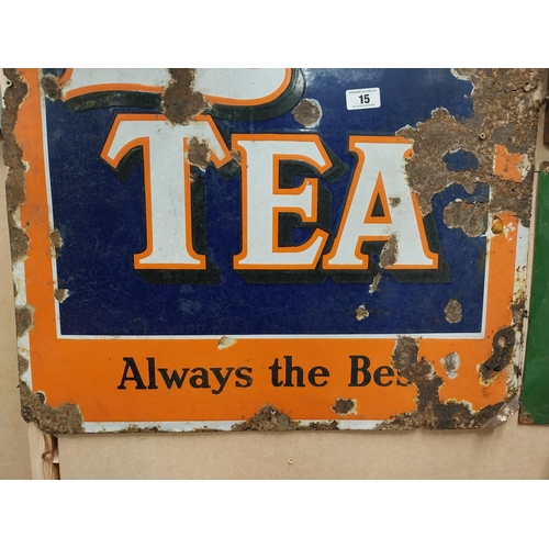 15 - Lyons Tea Always the Best enamel advertising sign. {100 cm H x 74 cm W}.