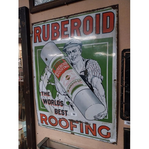 151 - Ruberoid the World's Best Roofing enamel advertising sign. {90 cm H x 68 cm W}.