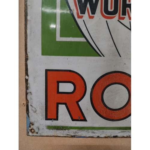 151 - Ruberoid the World's Best Roofing enamel advertising sign. {90 cm H x 68 cm W}.