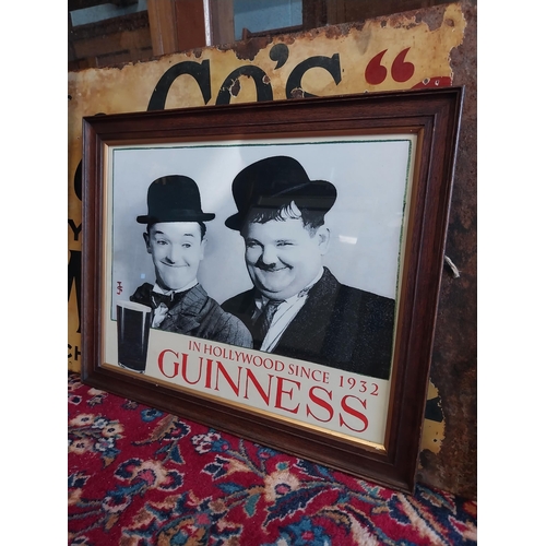 155A - Guinness Laurel and Hardy advertising print mounted in oak frame {47 cm H x 57 cm W }.