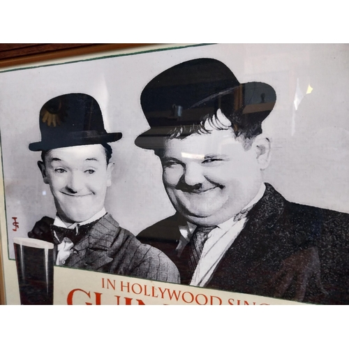 155A - Guinness Laurel and Hardy advertising print mounted in oak frame {47 cm H x 57 cm W }.