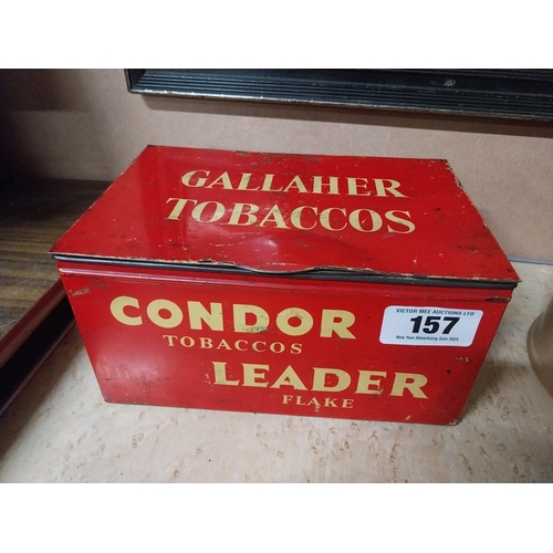 157 - Gallaher's Condor Flake tinplate advertising tin. {12 cm H x 22 cm W x 15 cm D}.