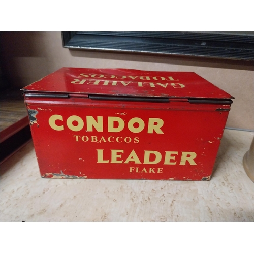 157 - Gallaher's Condor Flake tinplate advertising tin. {12 cm H x 22 cm W x 15 cm D}.