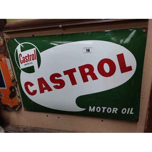 16 - Castrol Motor Oil enamel advertising sign. {40 cm H x 60 cm W}.