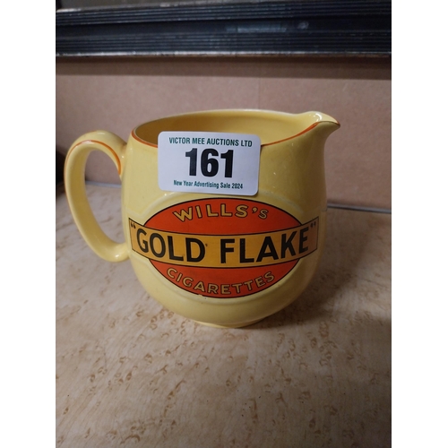 161 - Wills's Gold Flake ceramic advertising water jug. {11 cm H x 16 cm W x 12 cm D}.