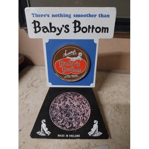 162 - Savory's Baby's Bottom Tobacco there's nothing smoother counter showcard. {28 cm H x 17 cm W}.