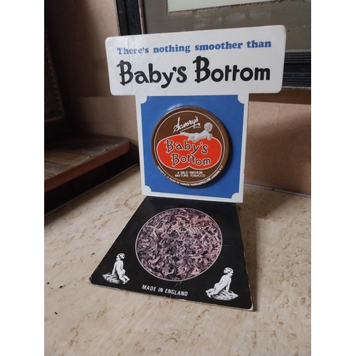 162 - Savory's Baby's Bottom Tobacco there's nothing smoother counter showcard. {28 cm H x 17 cm W}.