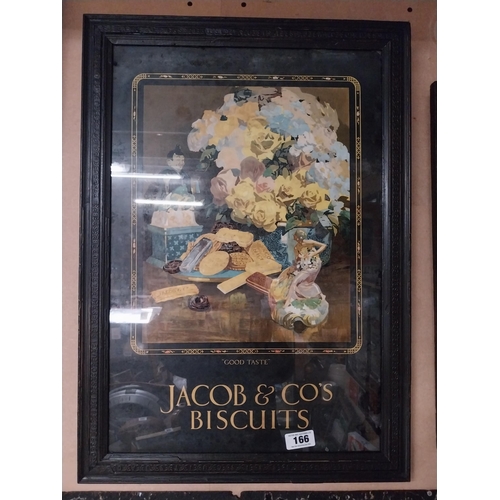 166 - Late 1900's Jacob and Co's Biscuits reverse painted glass advertising sign in original wooden frame.... 