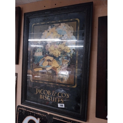 166 - Late 1900's Jacob and Co's Biscuits reverse painted glass advertising sign in original wooden frame.... 