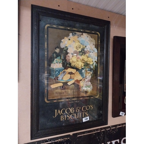 166 - Late 1900's Jacob and Co's Biscuits reverse painted glass advertising sign in original wooden frame.... 