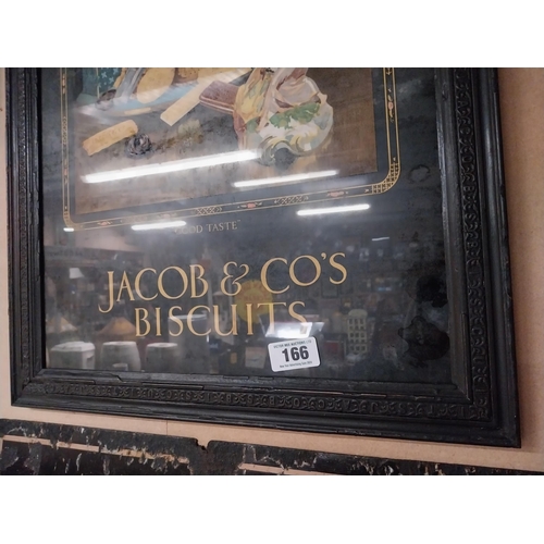 166 - Late 1900's Jacob and Co's Biscuits reverse painted glass advertising sign in original wooden frame.... 