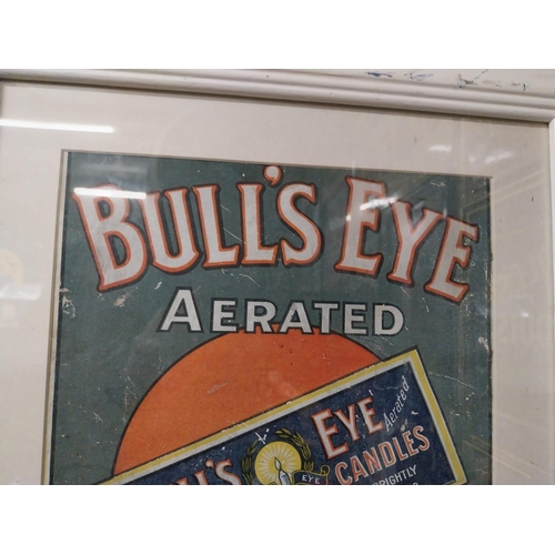 169 - Bull's Eye Wax Candles framed advertising print. {50 cm H x 37 cm W}.