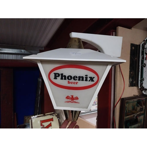 171 - Guinness, Phoenix, Harp and Smithwicks Perspex light up advertising lantern with original wall brack... 