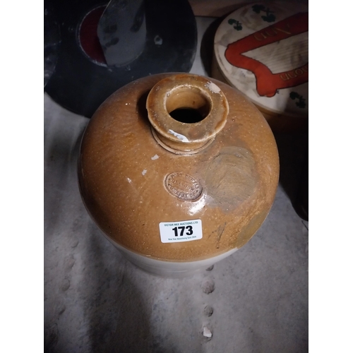 173 - Four gallon stoneware flagon. {48 cm H x 27 cm Dia.}.