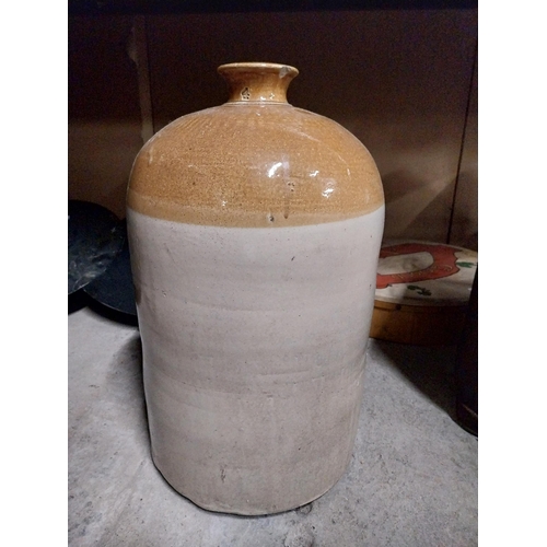 173 - Four gallon stoneware flagon. {48 cm H x 27 cm Dia.}.