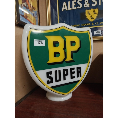 176 - BP Super glass petrol pump globe. {39 cm H x 35 cm W x 19 cm D}.