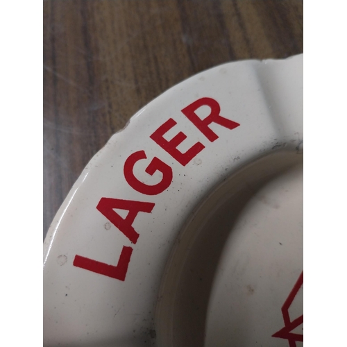 181 - Labatt's Lager Ales Stout enamel advertising ashtray. {2 cm H x 16 cm Dia.}