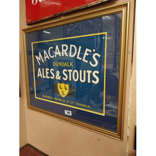 186 - Macardle's Ales and Stouts Dundalk framed showcard. {55 cm H x 68 cm W}.