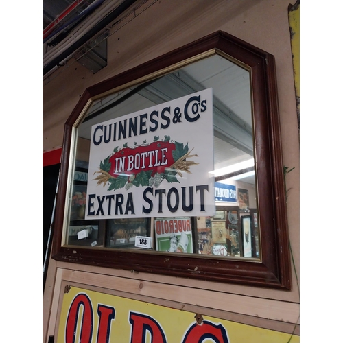 188 - Guinness Extra Stout In Bottle framed advertising mirror. {55 cm H x 68 cm W}.