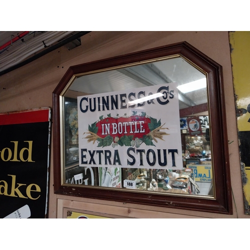 188 - Guinness Extra Stout In Bottle framed advertising mirror. {55 cm H x 68 cm W}.