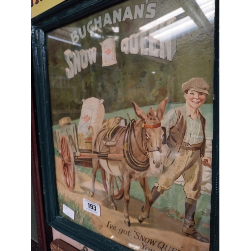 193 - Buchanans Snow Queen framed advertising print. {36 cm H x 39 cm W}.