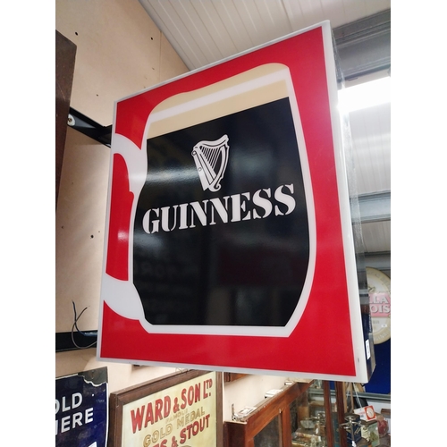 20 - Guinness double sided light up advertising sign. {60 cm H x 64 cm W x 18 cm D}.