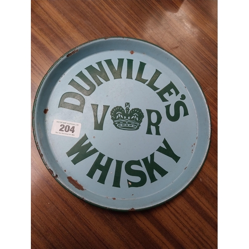 204 - Dunville's VR whiskey enamel advertising drinks' tray {30 cm Dia.}.