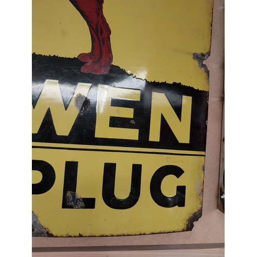 214 - Smoke Garyowen Plug It Satisfies by GSP Lane and Co Limerick enamel sign. {60 cm H x 90 cm W}.