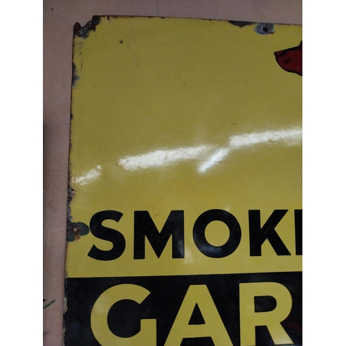 214 - Smoke Garyowen Plug It Satisfies by GSP Lane and Co Limerick enamel sign. {60 cm H x 90 cm W}.