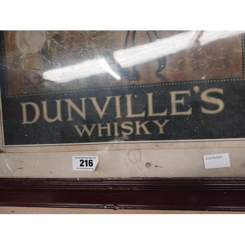 216 - Dunvilles Irish Whiskey Shamrock Lady framed advertising print. {75 cm H x 60 cm W}.