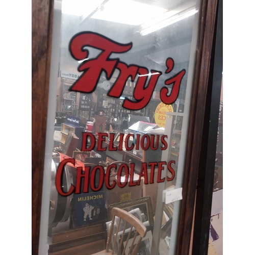 217 - Fry's Delicious Chocolate framed advertising mirror. {75 cm H x 30 cm W}.