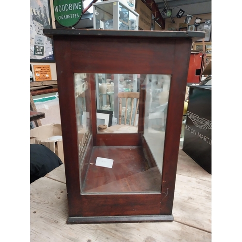 227 - Rowntree's Chocolate and Pastilles mahogany display cabinet. {44 cm H x 46 cm W x 29 cm D}.