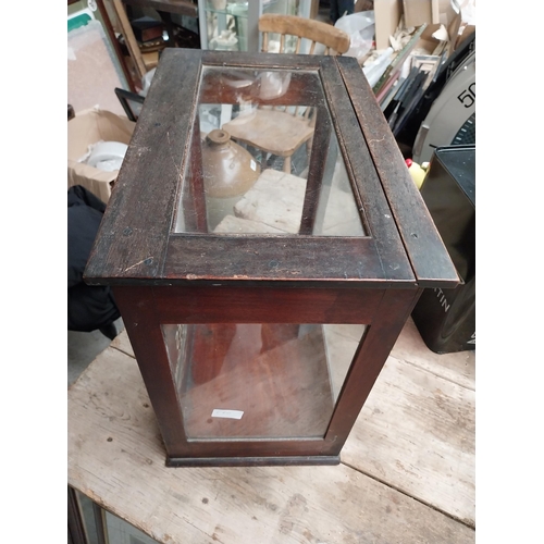 227 - Rowntree's Chocolate and Pastilles mahogany display cabinet. {44 cm H x 46 cm W x 29 cm D}.