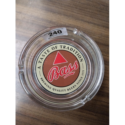 240 - The Taste of tradition Bass glass advertising ashtray {4 cm H x 15 cm Dia.}.