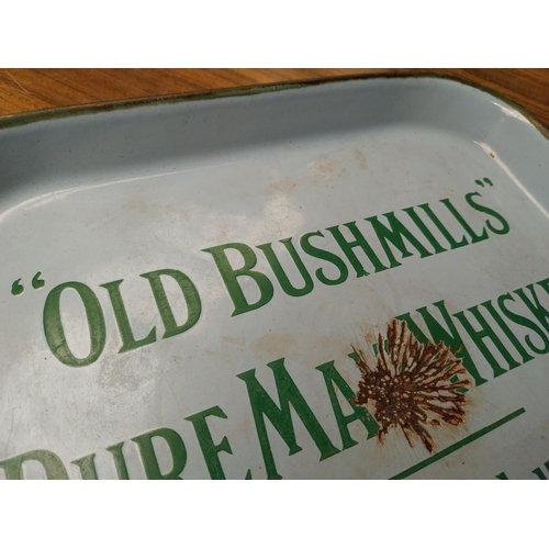 241 - Old Bushmills Whiskey enamel advertising drinks tray. {30 cm H x 30 cm W}.