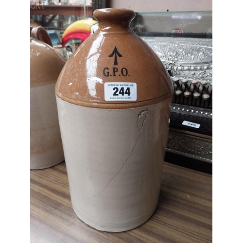 244 - GPO two gallon stoneware flagon. {42 cm H x 22 cm Dia.}.