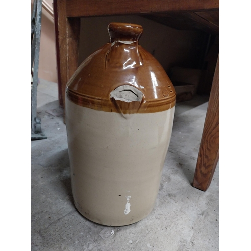 247 - Corcoran  and Co Carlow two gallon stoneware flagon with missing handle. {42 cm H x 22 cm Dia.}.