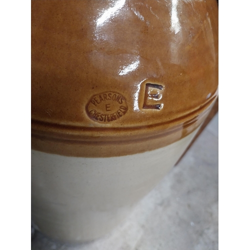 247 - Corcoran  and Co Carlow two gallon stoneware flagon with missing handle. {42 cm H x 22 cm Dia.}.