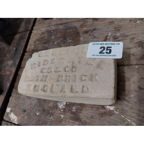 25 - Two Genuine Bridgewater CS and Co Bath Brick England bricks. {5 cm H x 16 cm W x 8 cm D