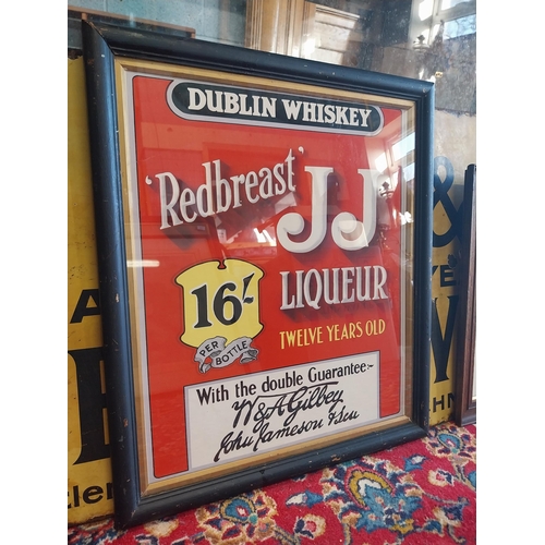 255A - Jameson Irish Whiskey advertising print mounted in painted pine frame {60 cm H x 51 cm W}.