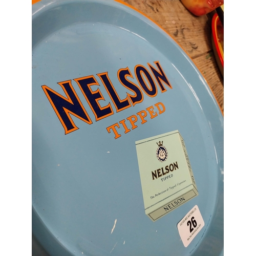 26 - Nelson's Tipped Cigarettes tin plate drinks tray. {33 cm Dia.}.