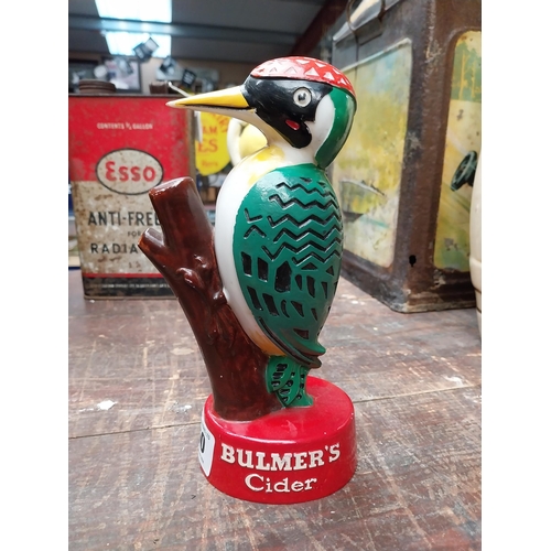 260 - Bulmer's Cider plastic woodpecker advertising model. {21 cm H x 8 cm W x 10 cm D}