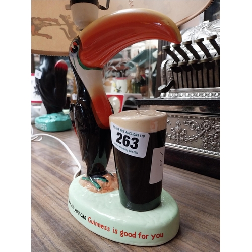 263 - Guinness Toucan advertising lamp Carltonware with original shade. {39 cm H x 25 cm W x 16 cm D}.