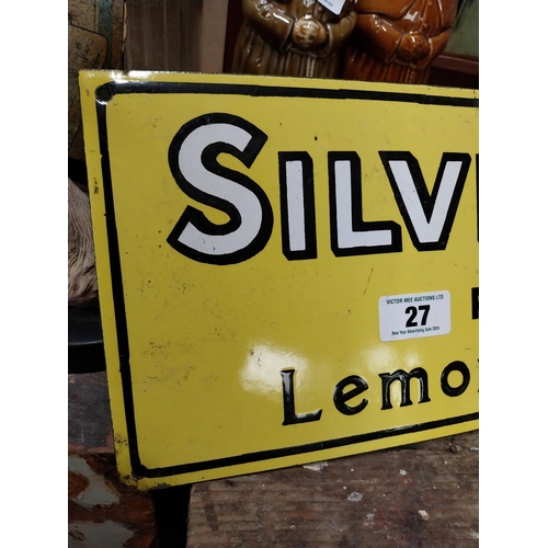 27 - Silver Shred Robertsons Lemon Marmalade enamel advertising sign. {20 cm H x 61 cm W}.