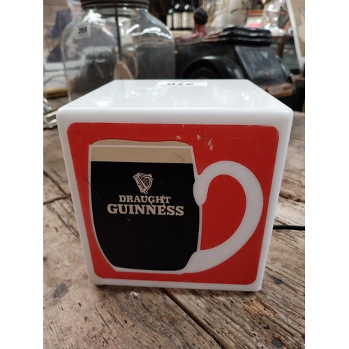 270 - Draught Guinness counter light up advertising box. {16 cm H x 15 cm W x 15 cm D}.