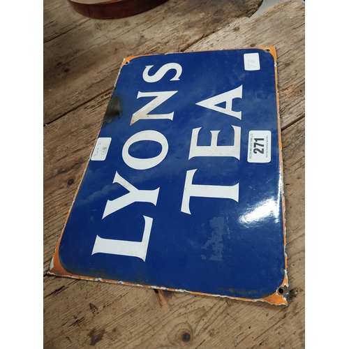 271 - Lyons Tea double sided enamel advertising sign. {25 cm H x 36 cm W}.